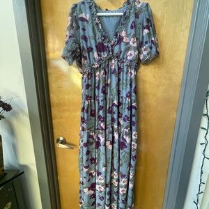Floral V-Neck Maxi Dress